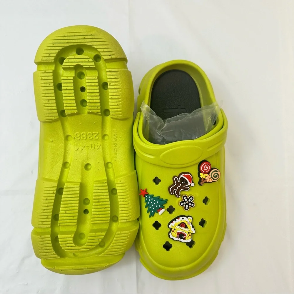 One of a‎ Kind Fashion Bright Green Christmas Platform Clogs (similar to Crocks)
